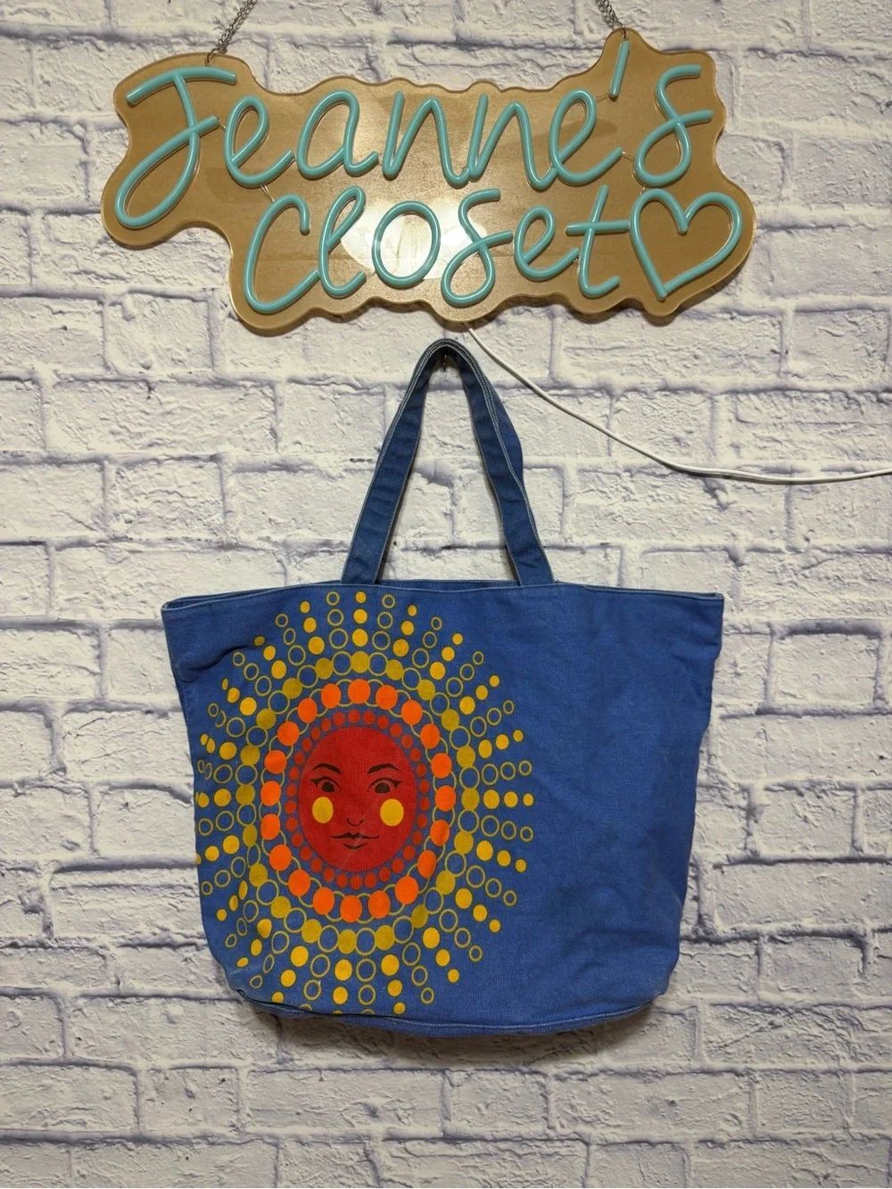 Vintage Bath &Body Works Sunsational Large Denim Tote Bag Distressed Pre owned f